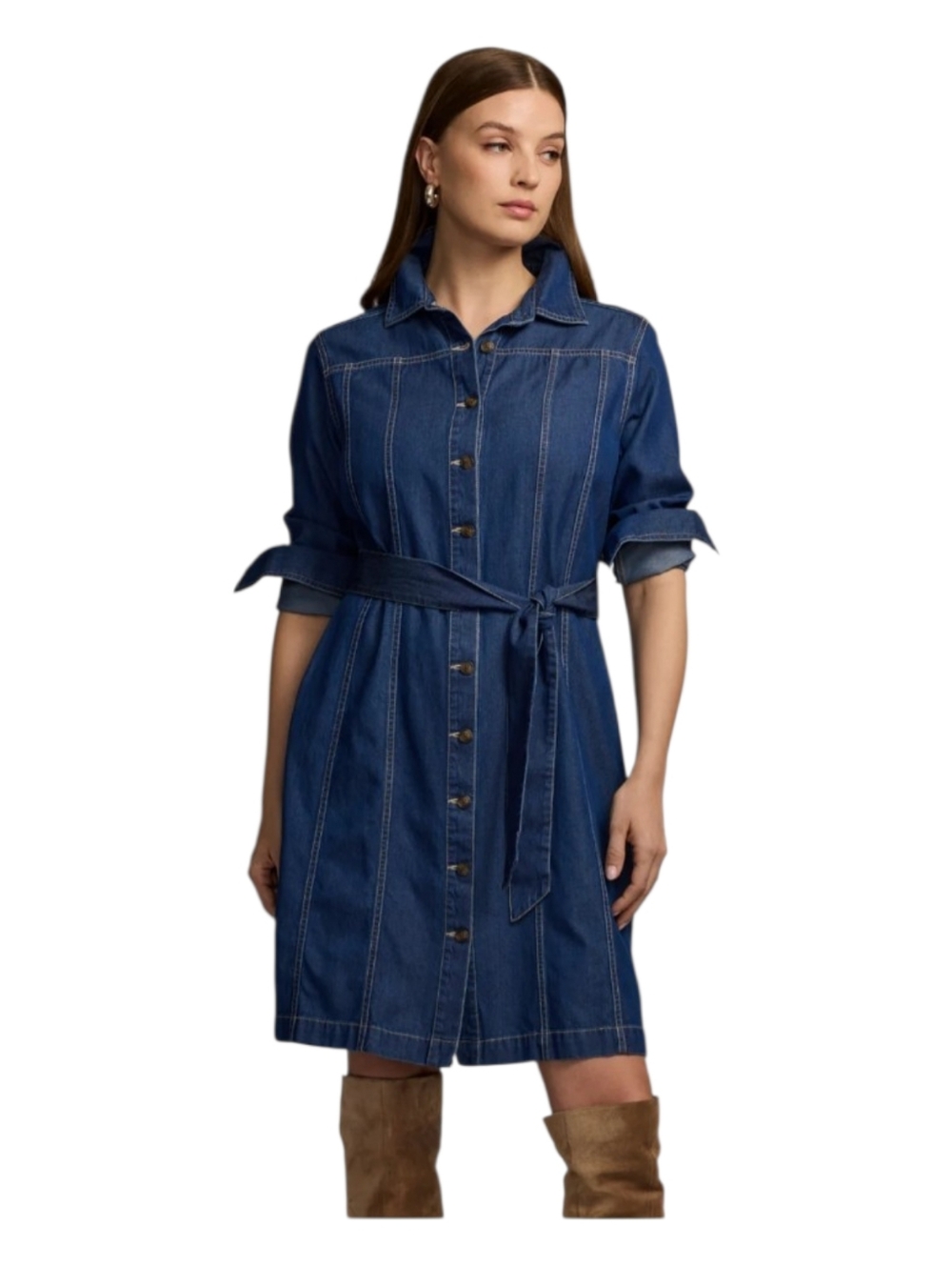 Hinson Wu Sabrina Denim Shirt Dress S Tencel Cotton Soft Lightweight Tie Waist